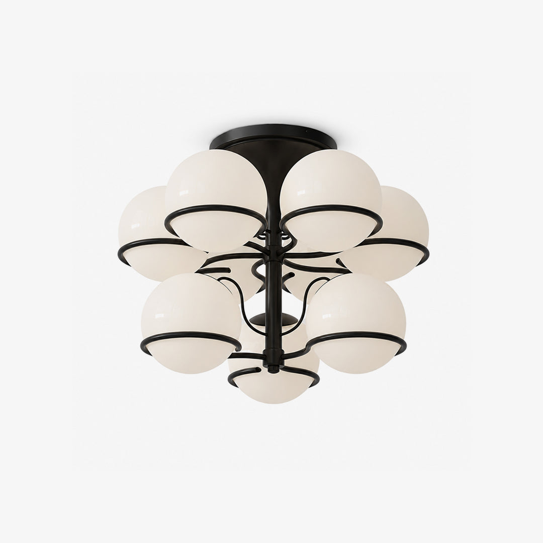 Opal Glass Globe Semiflush Chandelier