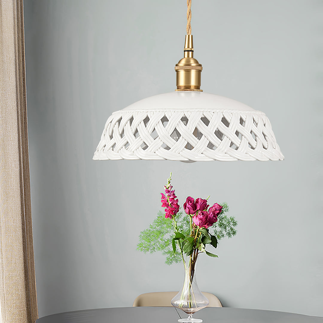 Openwork Ceramic Pendant Lamp - Vakkerlight