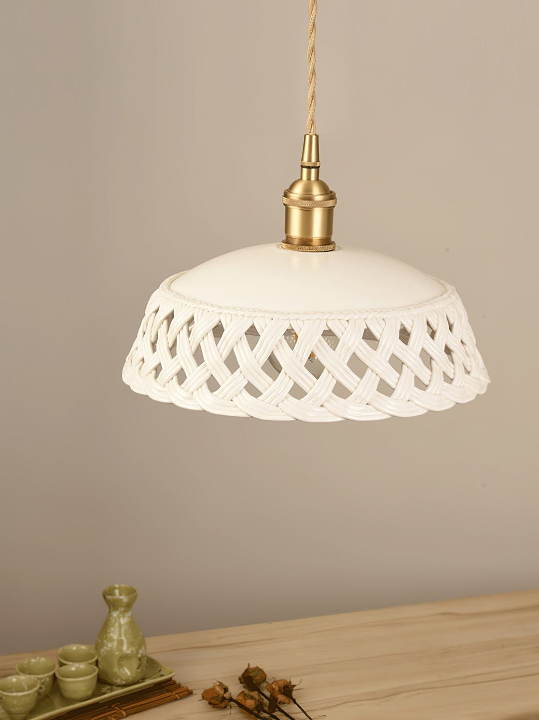 Openwork Ceramic Pendant Lamp - Vakkerlight