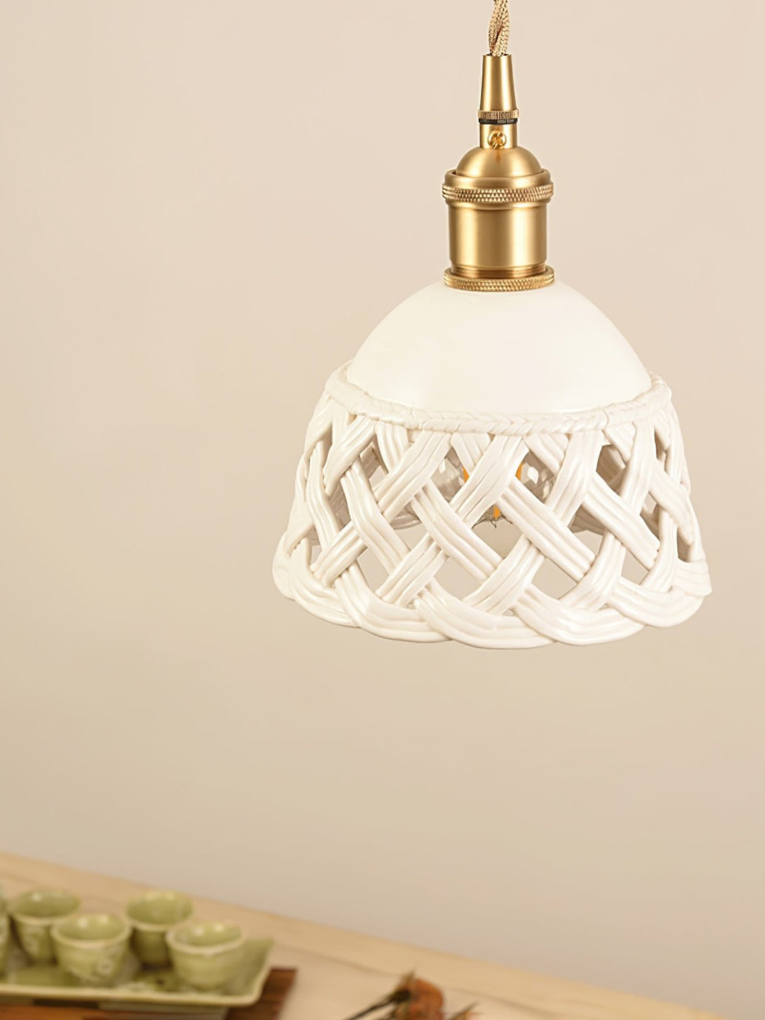 Openwork Ceramic Pendant Lamp - Vakkerlight