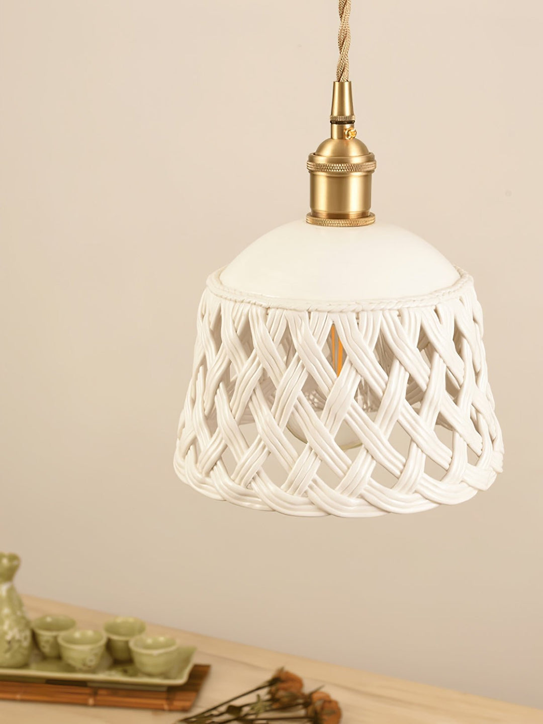 Openwork Ceramic Pendant Lamp - Vakkerlight