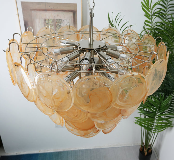 Orange Murano Disc Chandelier