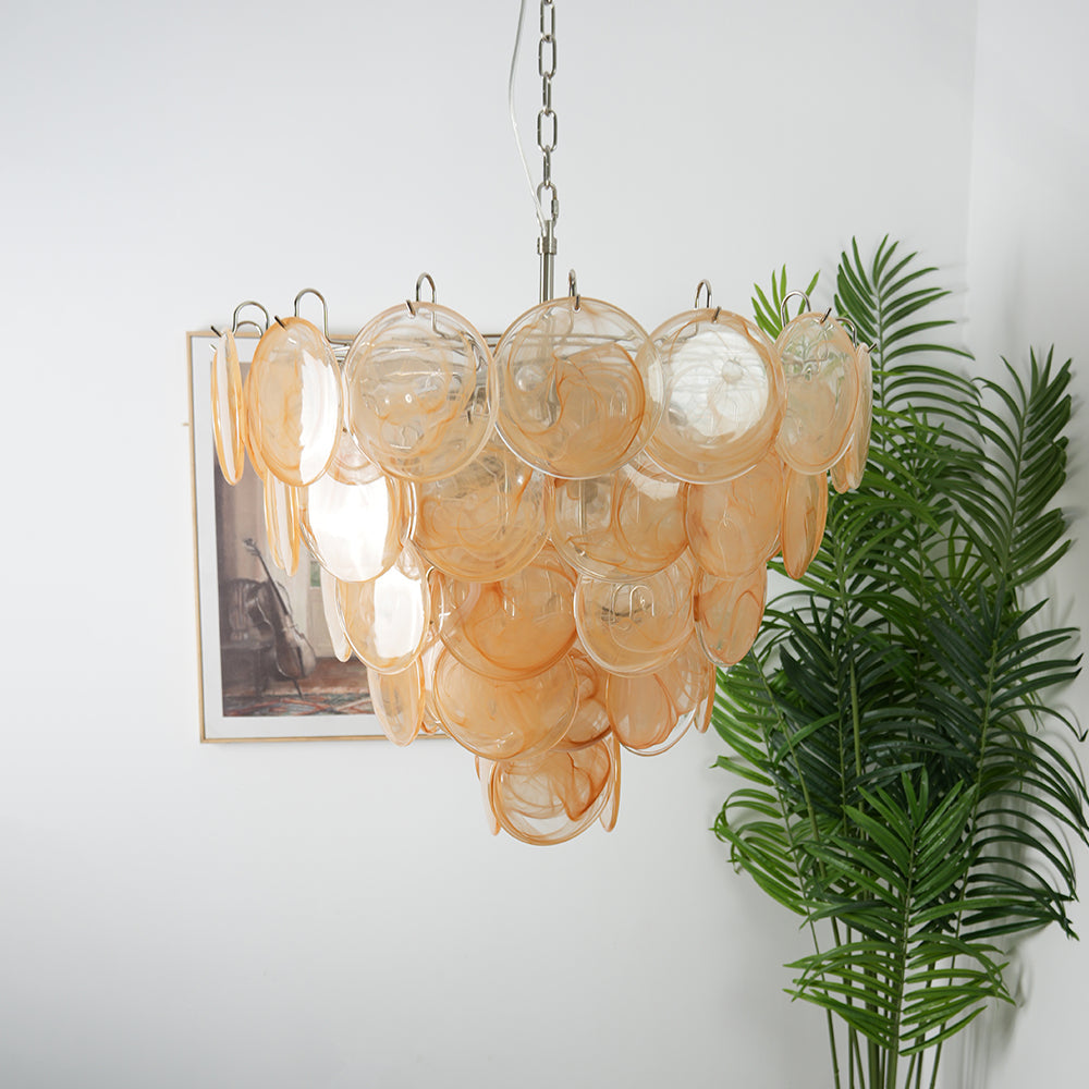 Orange Murano Disc Chandelier