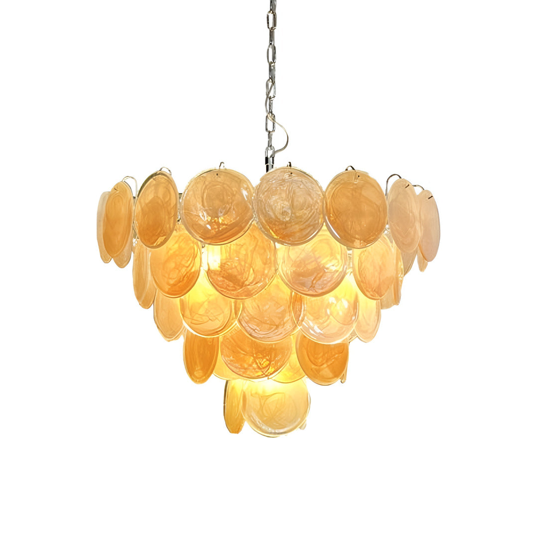 Orange Murano Disc Chandelier