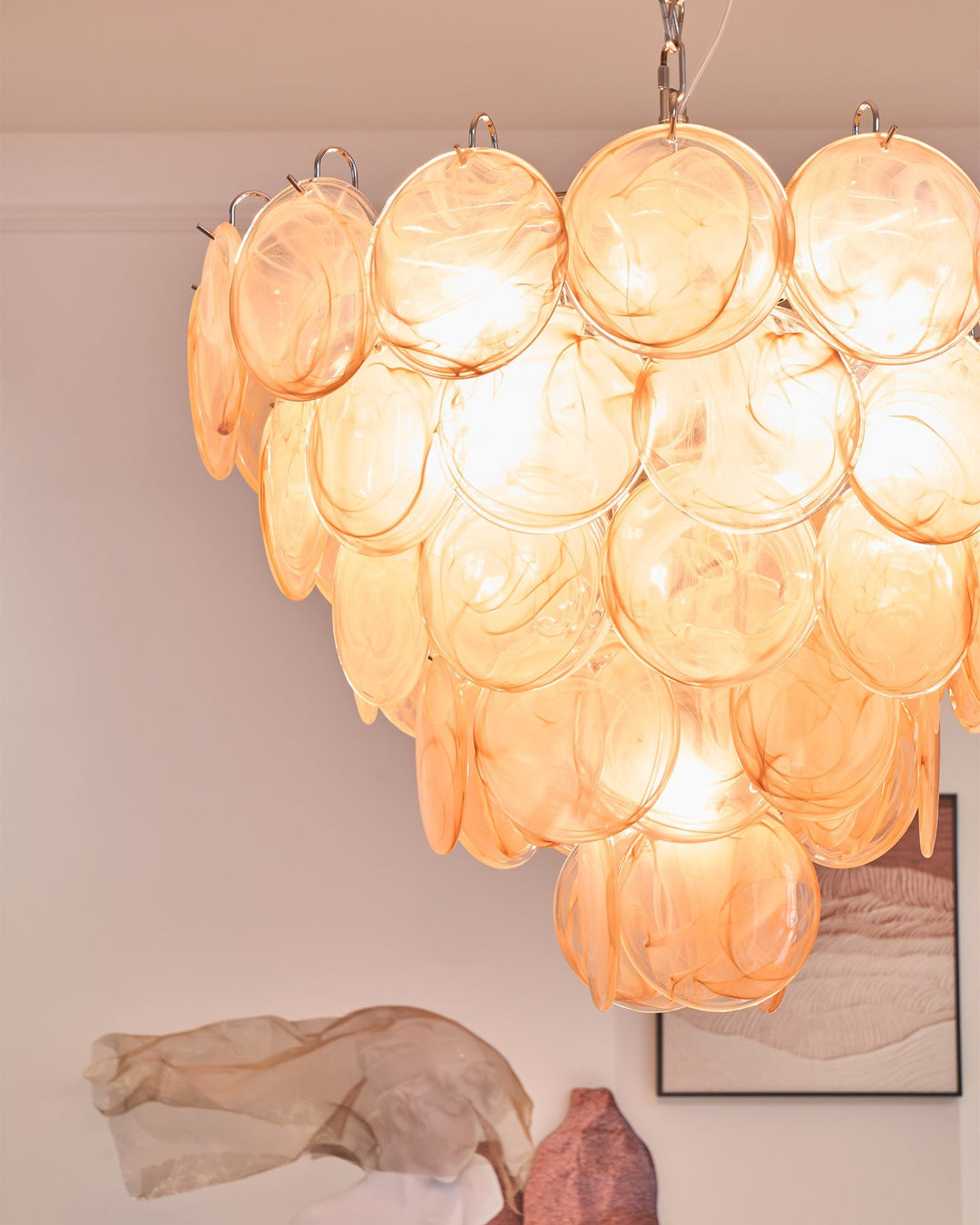 Orange Murano Disc Chandelier - Vakkerlight