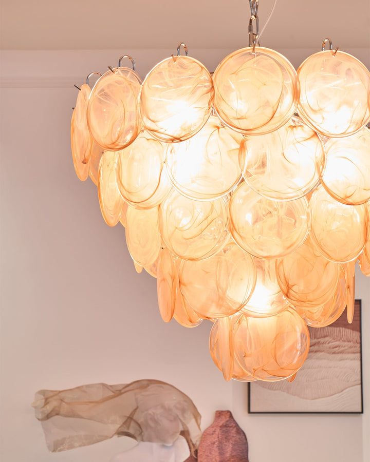 Orange Murano Disc Chandelier - Vakkerlight