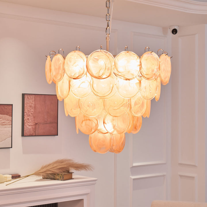 Orange Murano Disc Chandelier - Vakkerlight