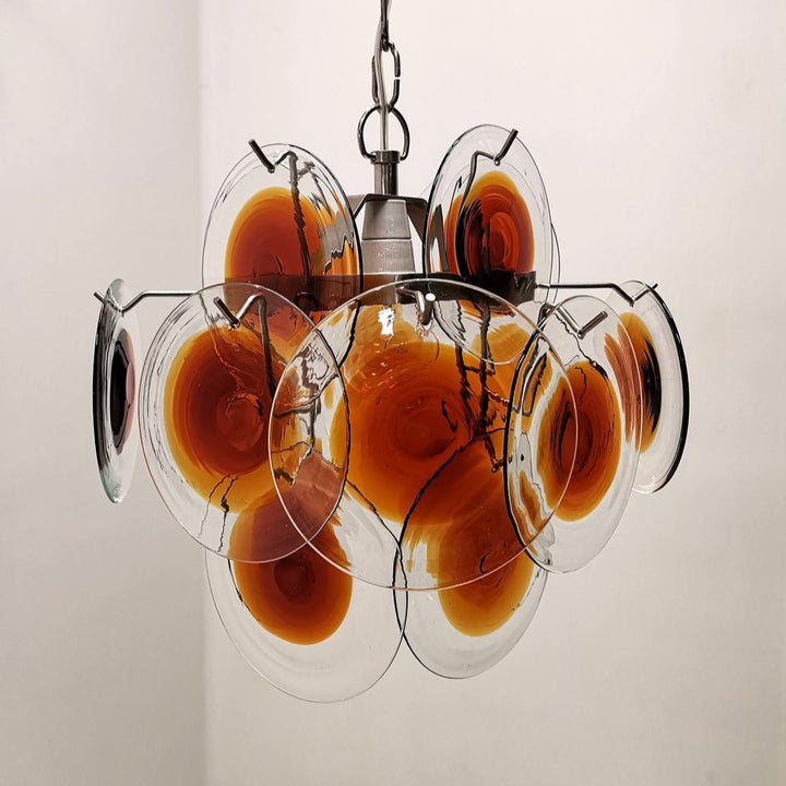 Orange Transparent Murano Disc Chandelier - Vakkerlight