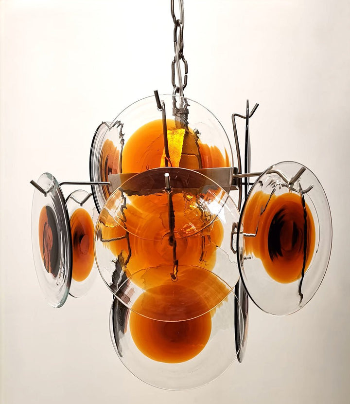 Orange Transparent Murano Disc Chandelier - Vakkerlight