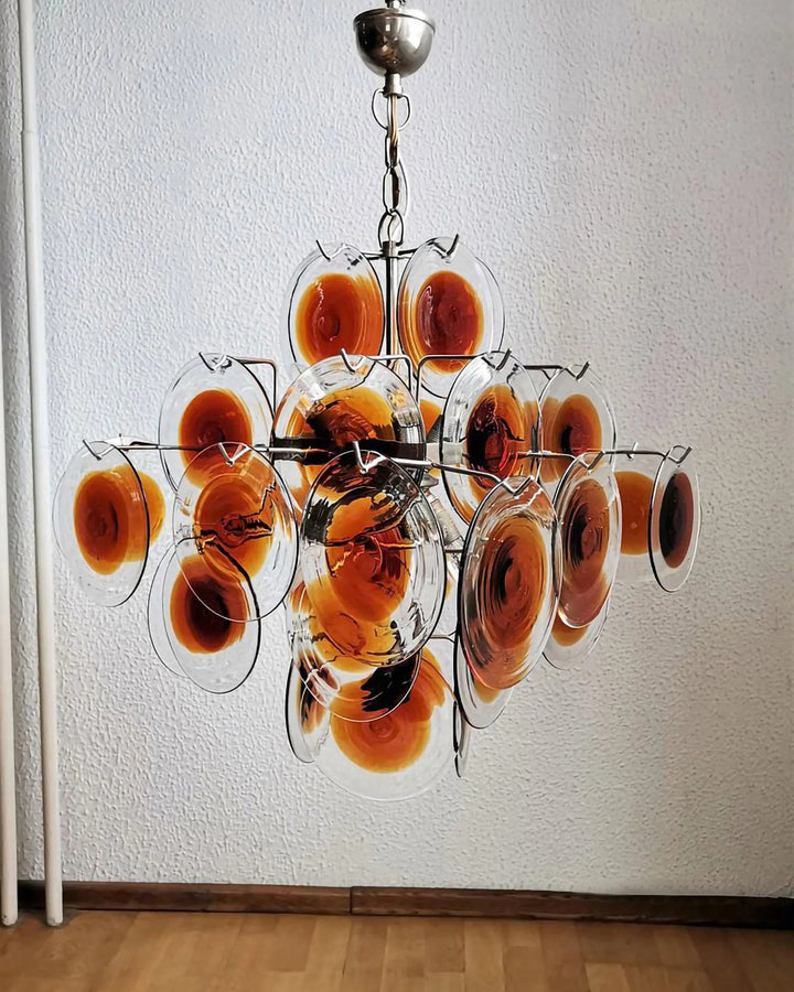 Orange Transparent Murano Disc Chandelier - Vakkerlight