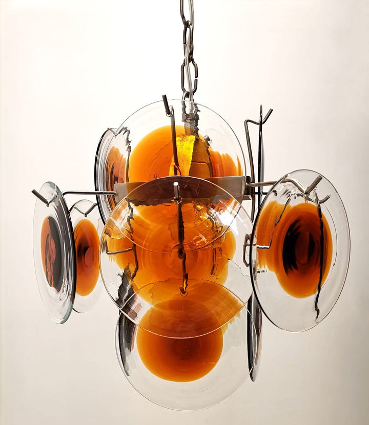 Orange Transparent Murano Disc Chandelier - Vakkerlight