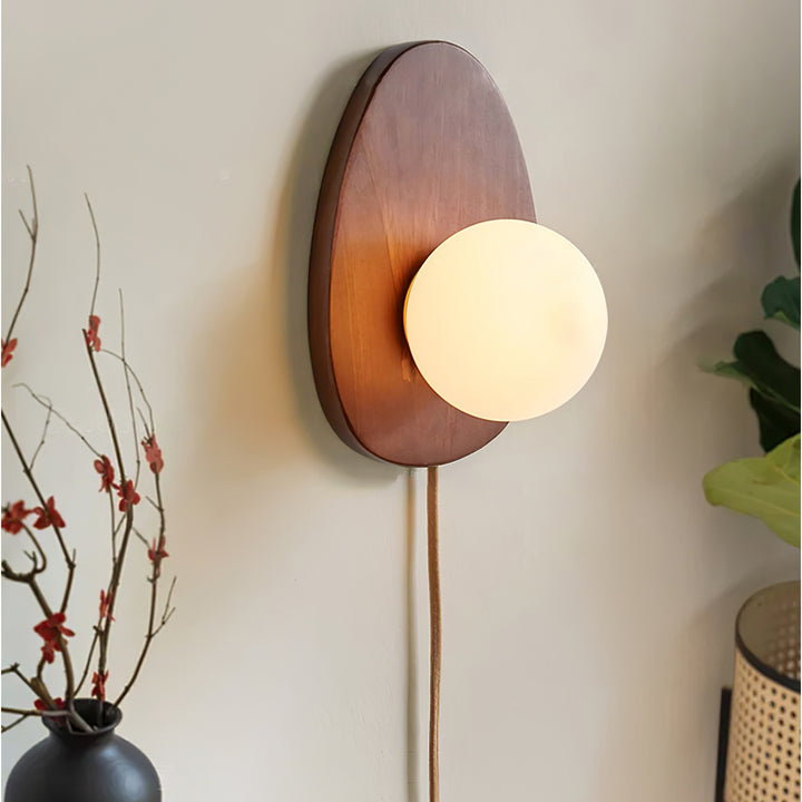 Orba Walnut Plug-in Wall Lamp