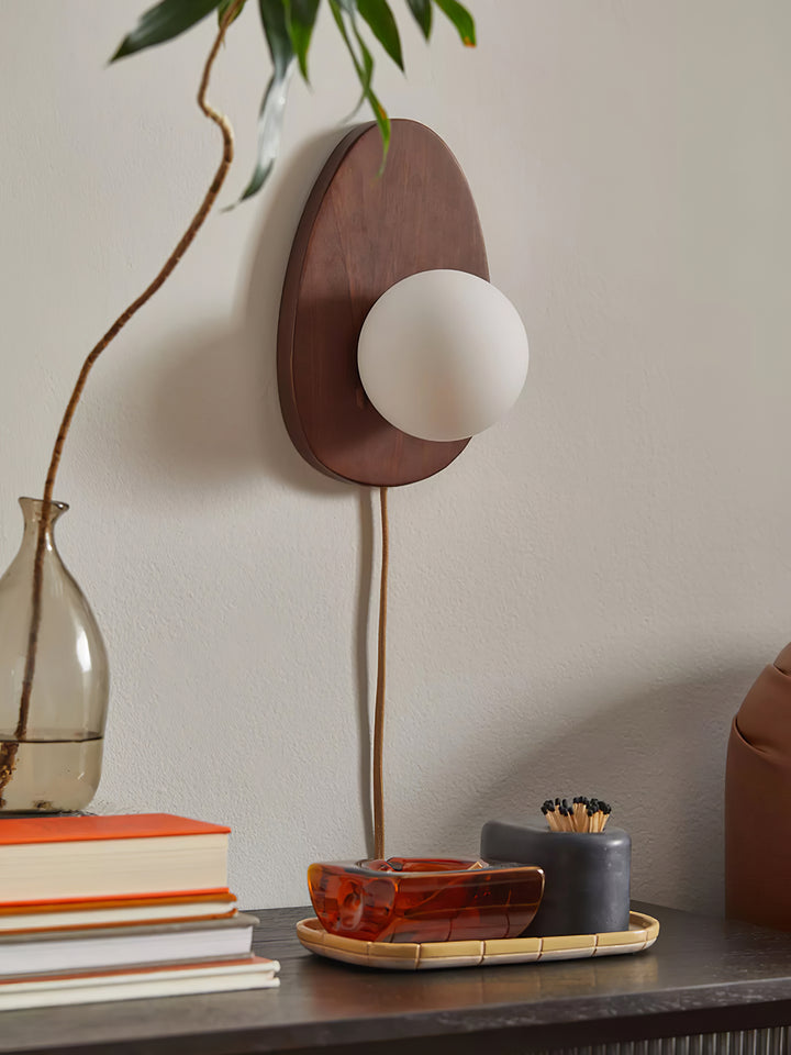 Orba Walnut Plug-in Wall Lamp