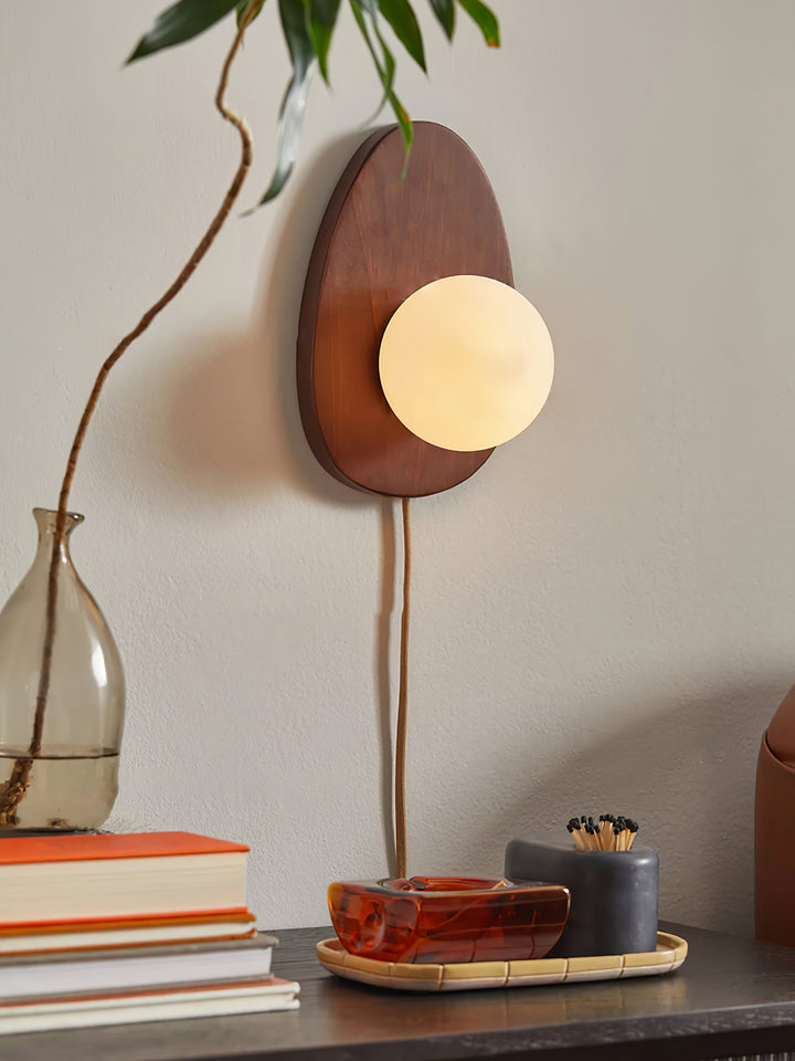 Orba Walnut Plug-in Wall Lamp