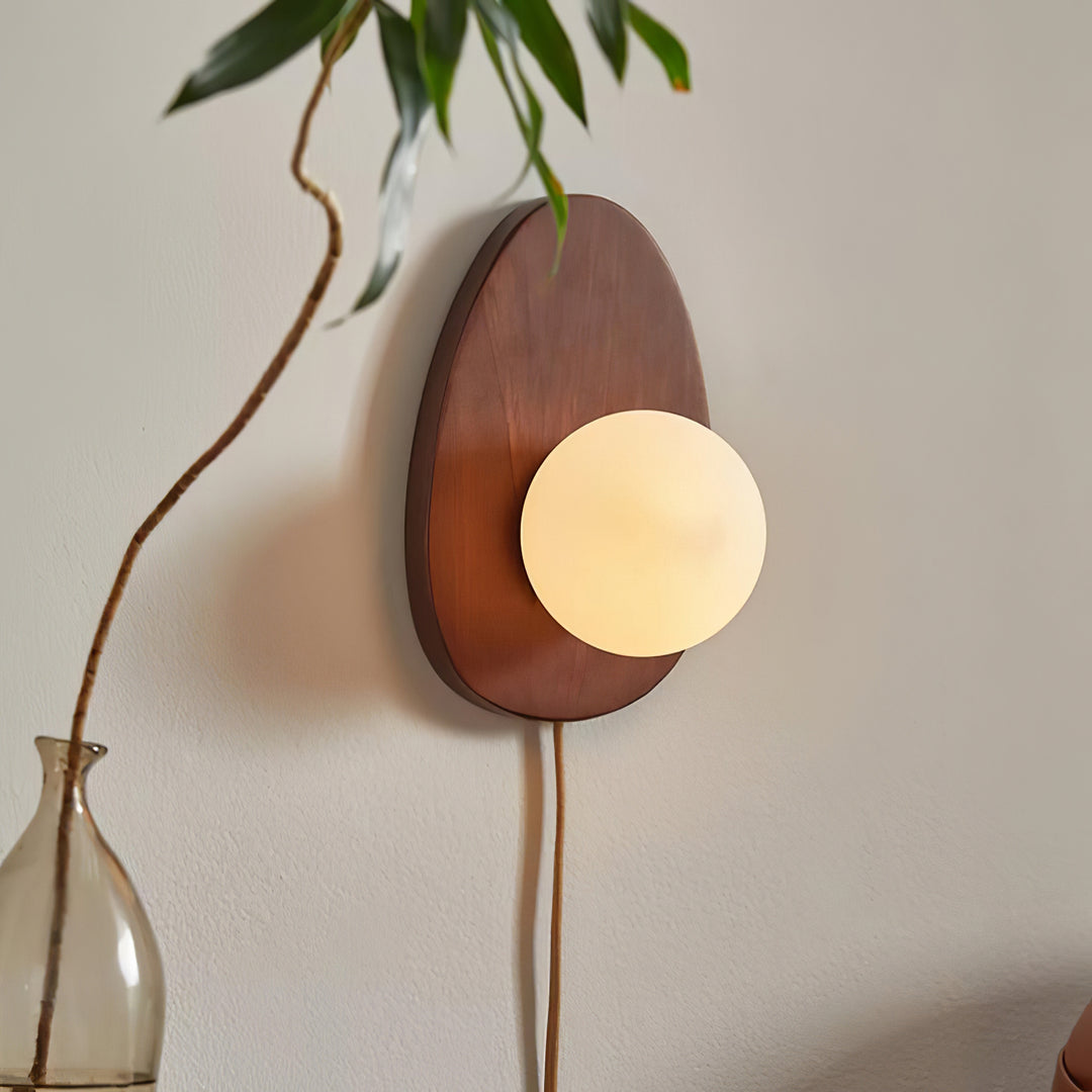 Orba Walnut Plug-in Wall Lamp