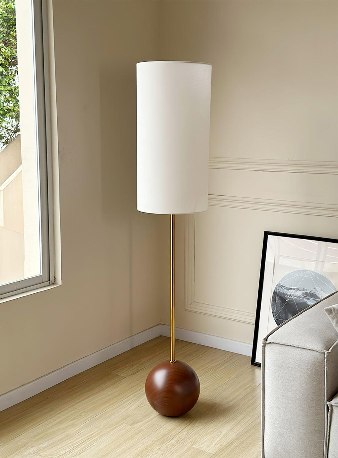 Orbis Wooden Sphere Floor Lamp - Vakkerlight