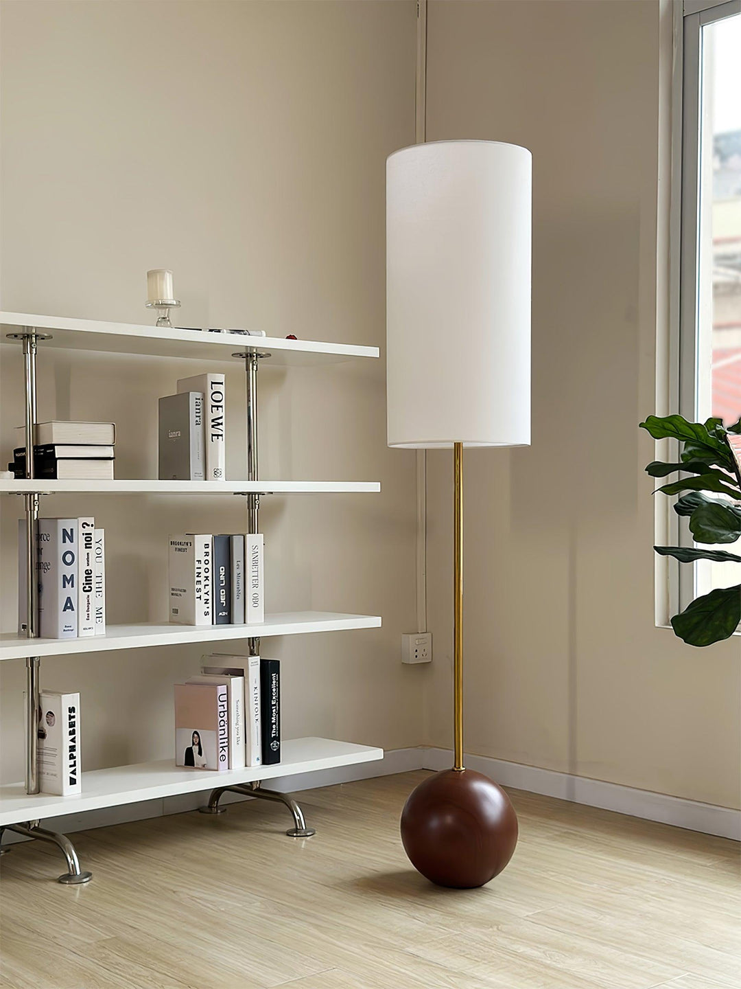 Orbis Wooden Sphere Floor Lamp - Vakkerlight