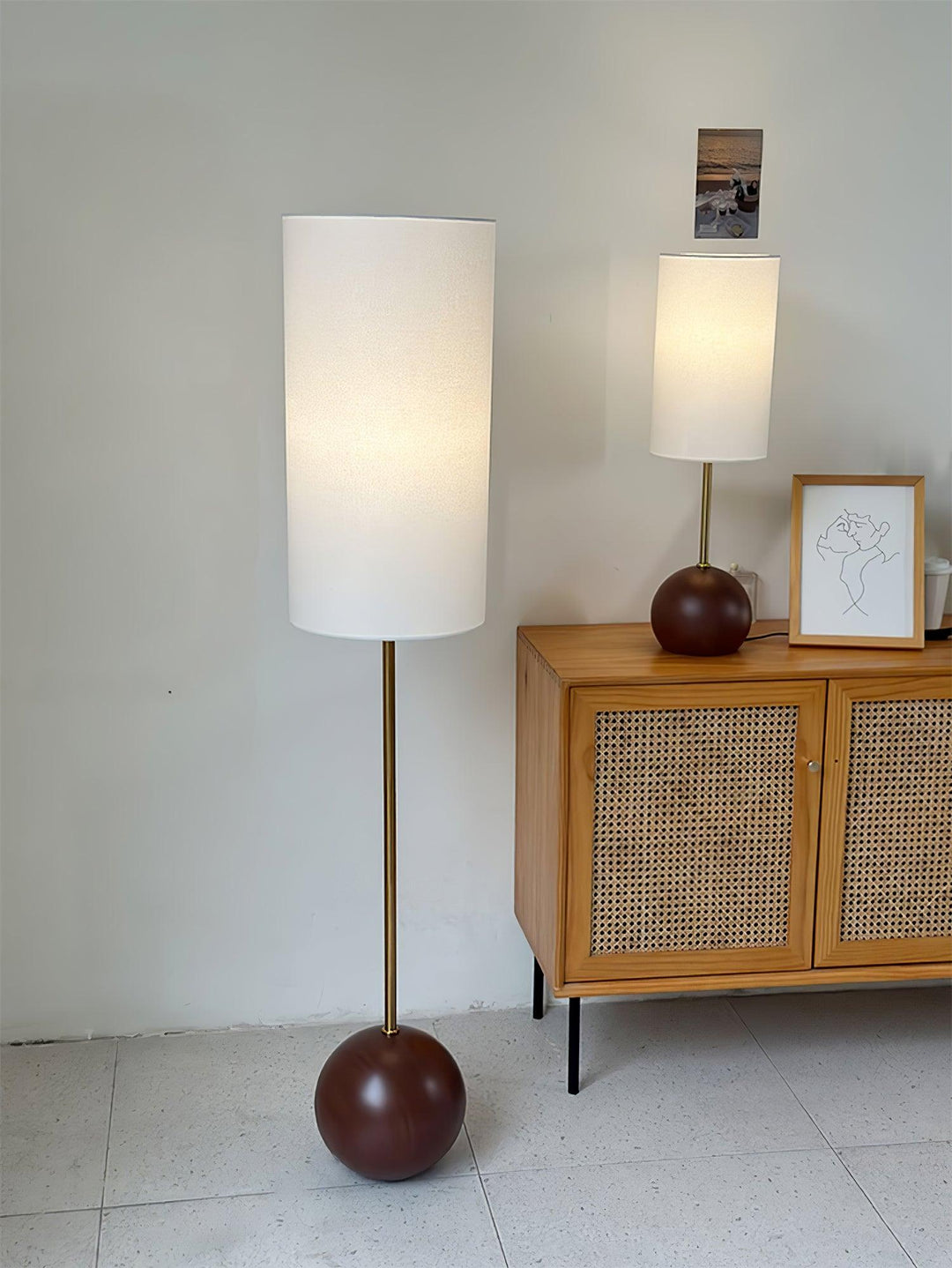 Orbis Wooden Sphere Floor Lamp - Vakkerlight