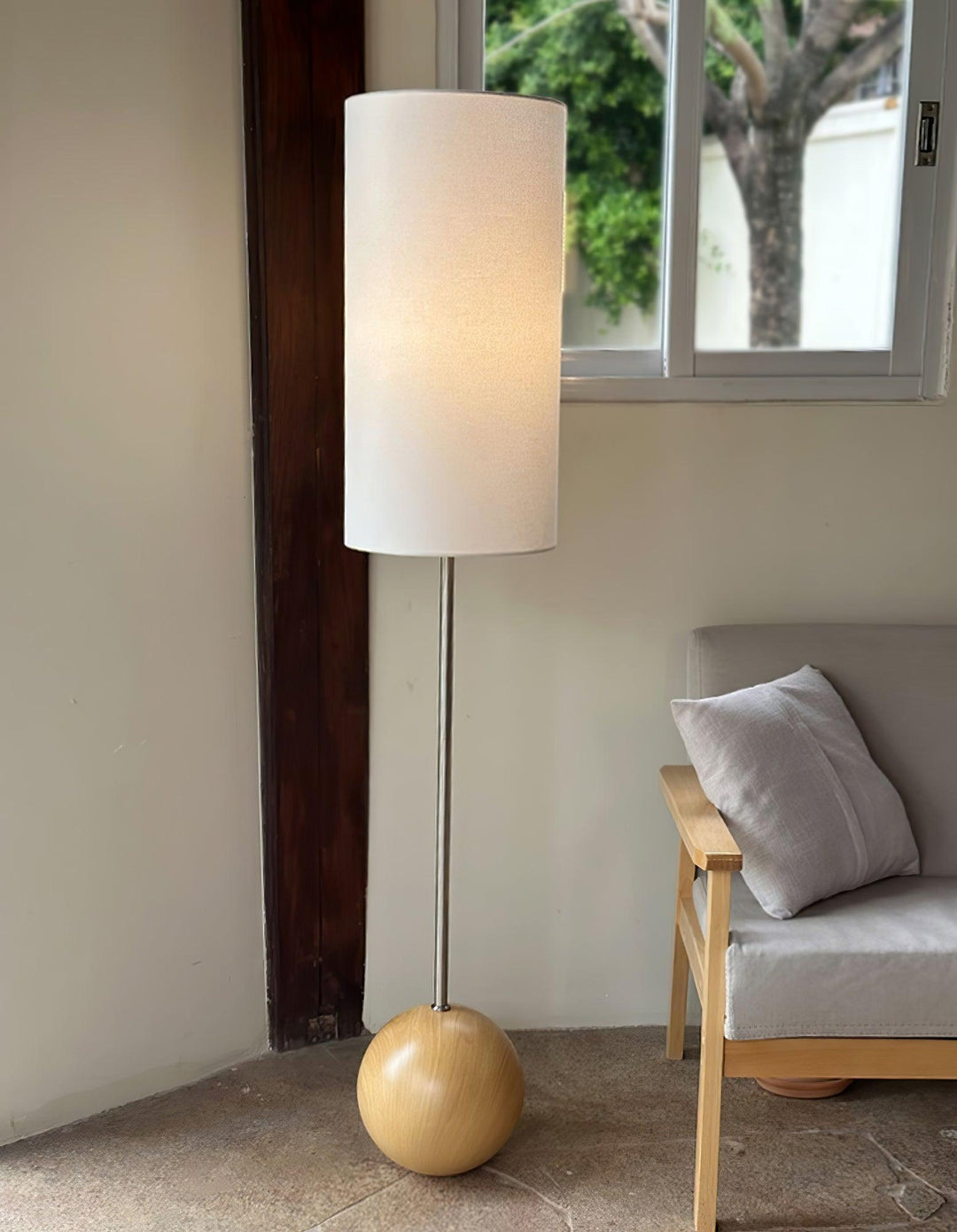 Orbis Wooden Sphere Floor Lamp - Vakkerlight