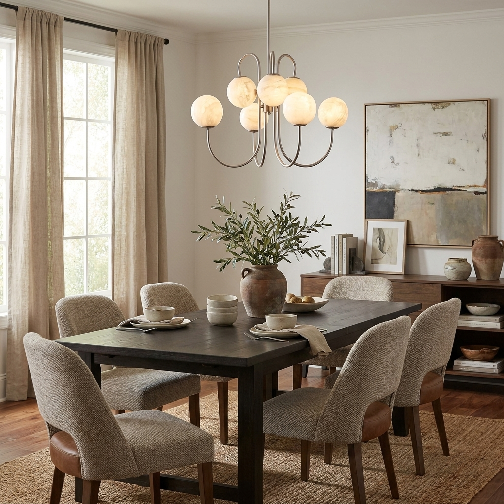 Orbita Alabaster Globe Chandelier