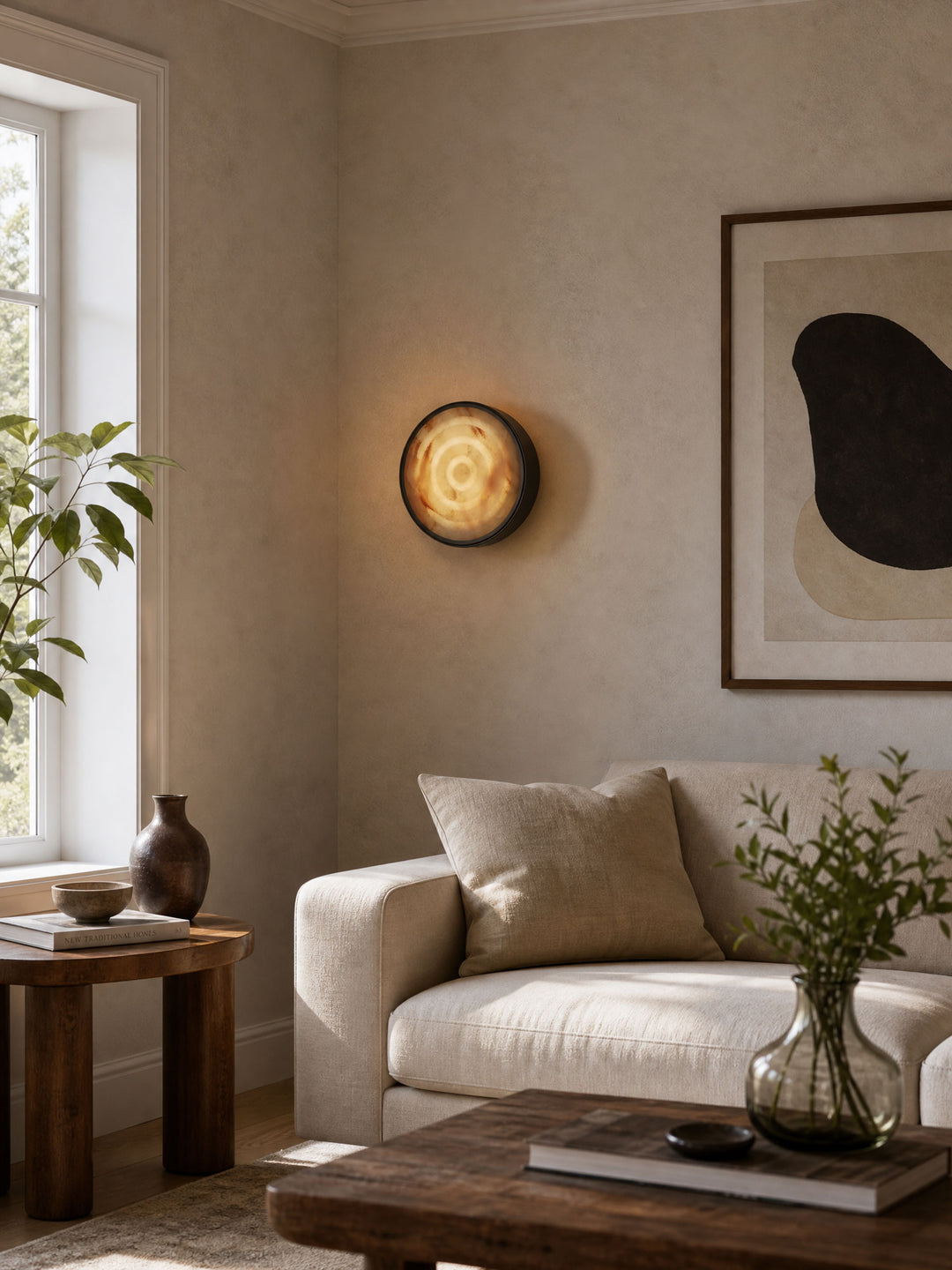 Orlina Stone Disc Wall Sconce