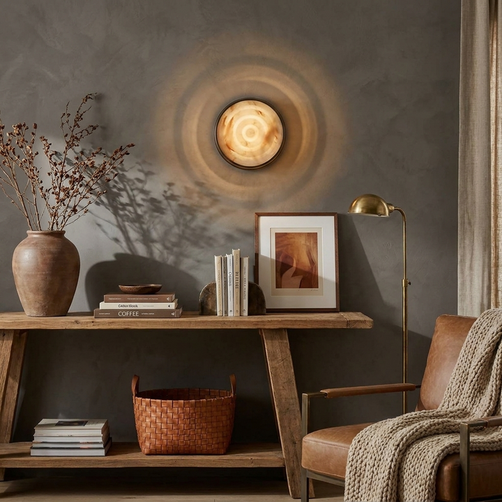 Orlina Stone Disc Wall Sconce