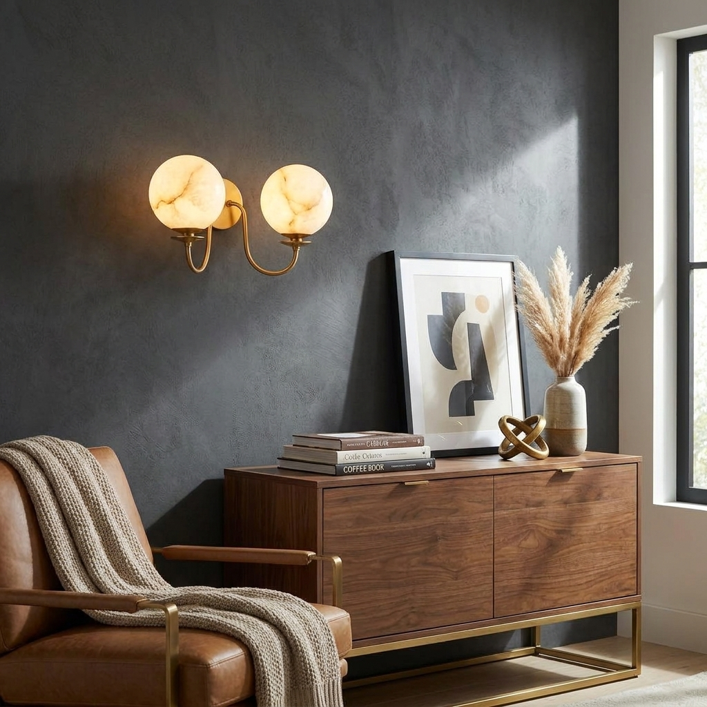 Orsella Double Alabaster Globe Wall Sconce