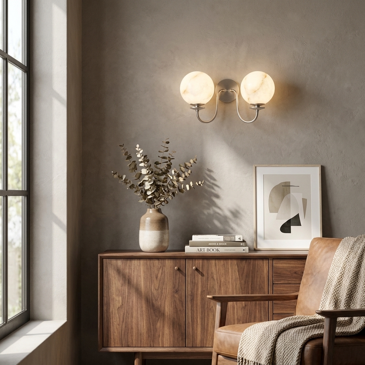 Orsella Double Alabaster Globe Wall Sconce