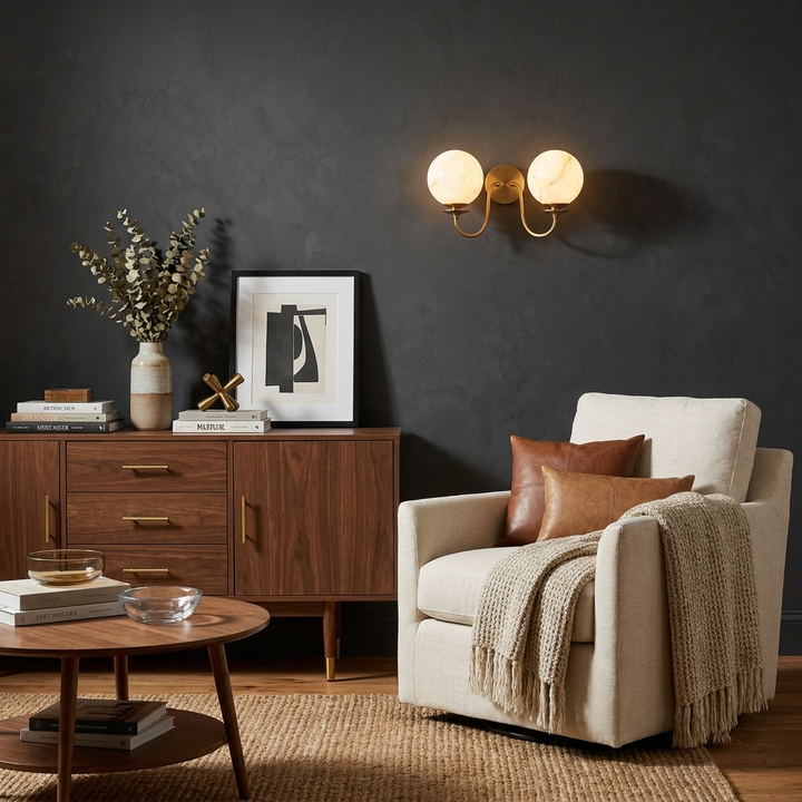 Orsella Double Alabaster Globe Wall Sconce
