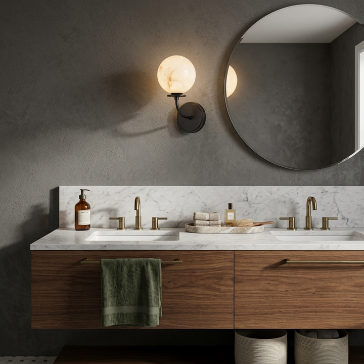 Orsella Single Alabaster Globe Wall Sconce