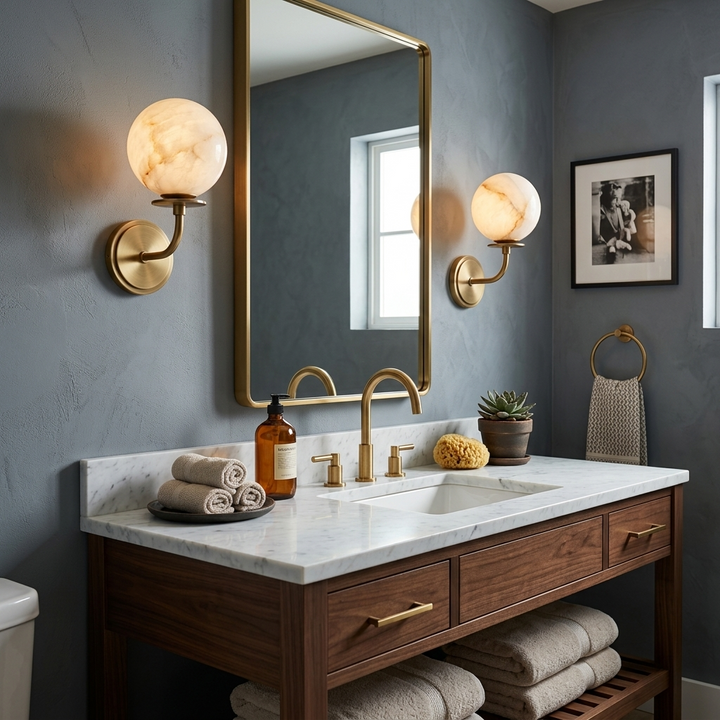 Orsella Single Alabaster Globe Wall Sconce