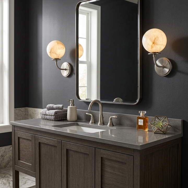 Orsella Single Alabaster Globe Wall Sconce