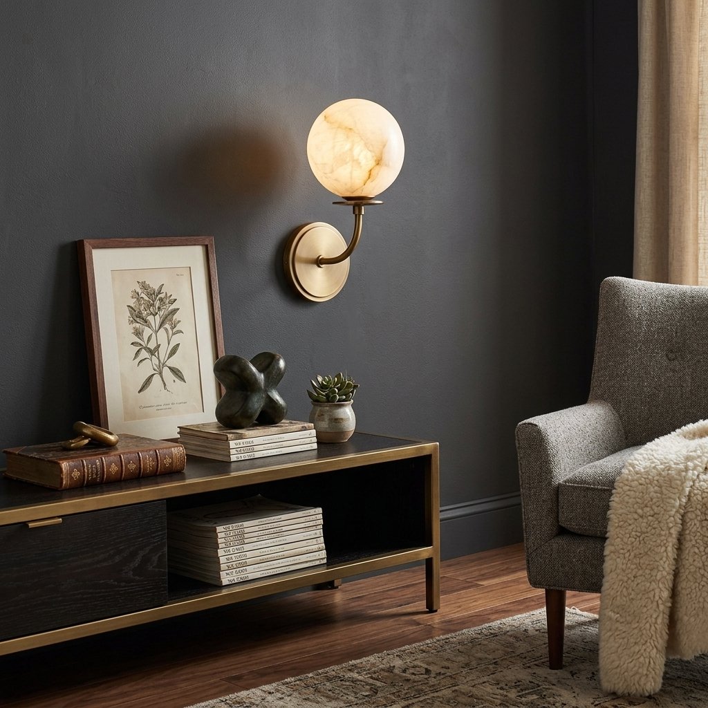 Orsella Single Alabaster Globe Wall Sconce