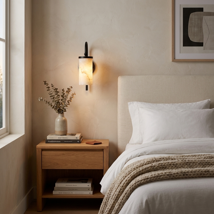 Orvella Alabaster Arc Wall Sconce