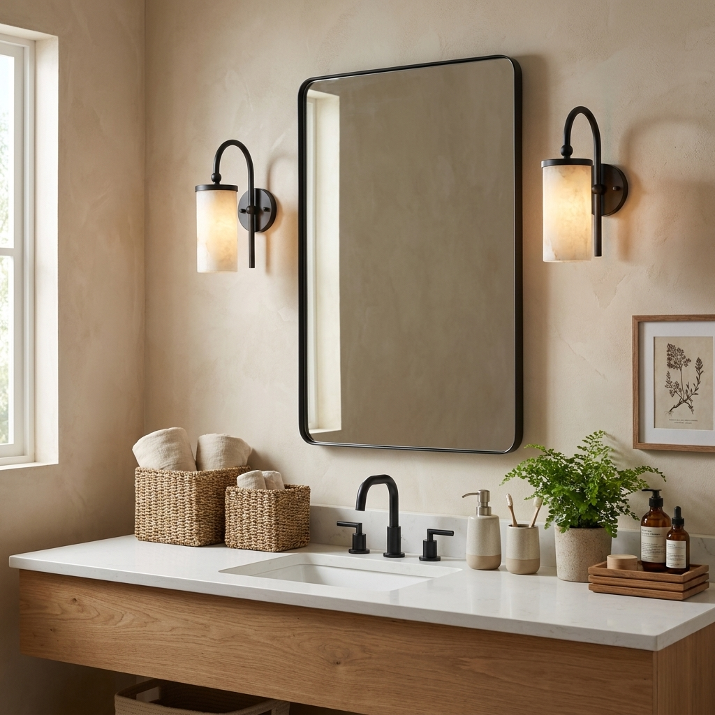 Orvella Alabaster Arc Wall Sconce