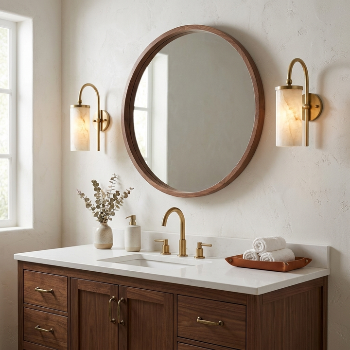 Orvella Alabaster Arc Wall Sconce