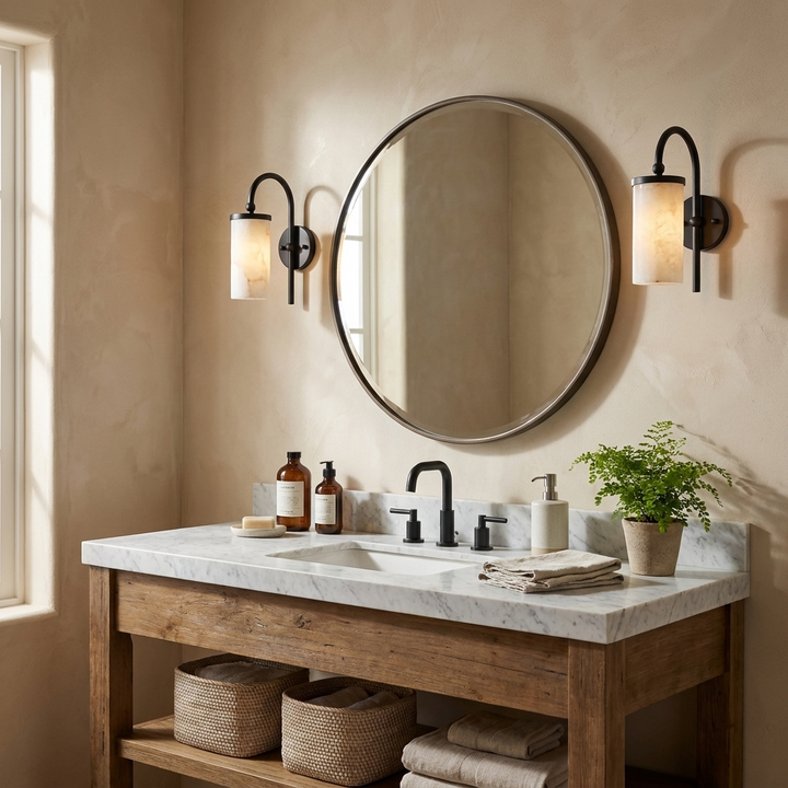 Orvella Alabaster Arc Wall Sconce
