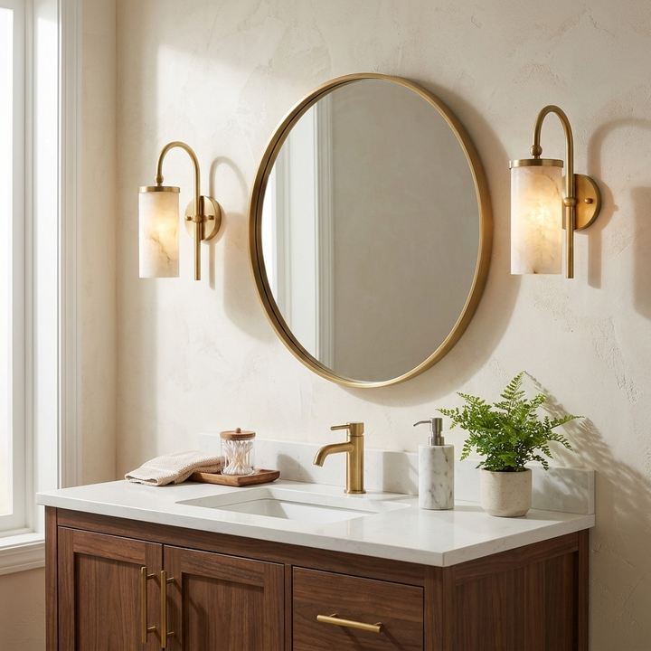 Orvella Alabaster Arc Wall Sconce