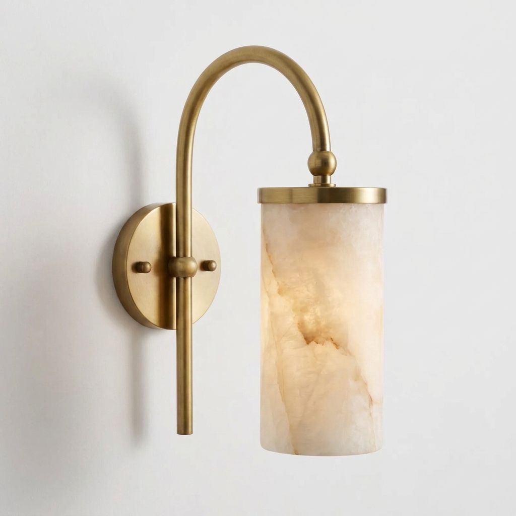 Orvella Alabaster Arc Wall Sconce