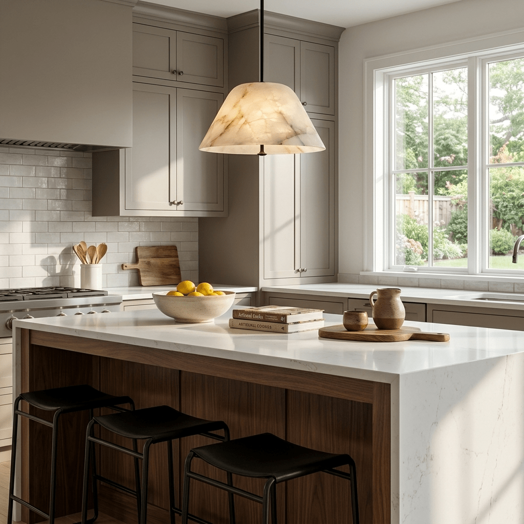 Orvella Alabaster Cone Pendant Light - Vakkerlight