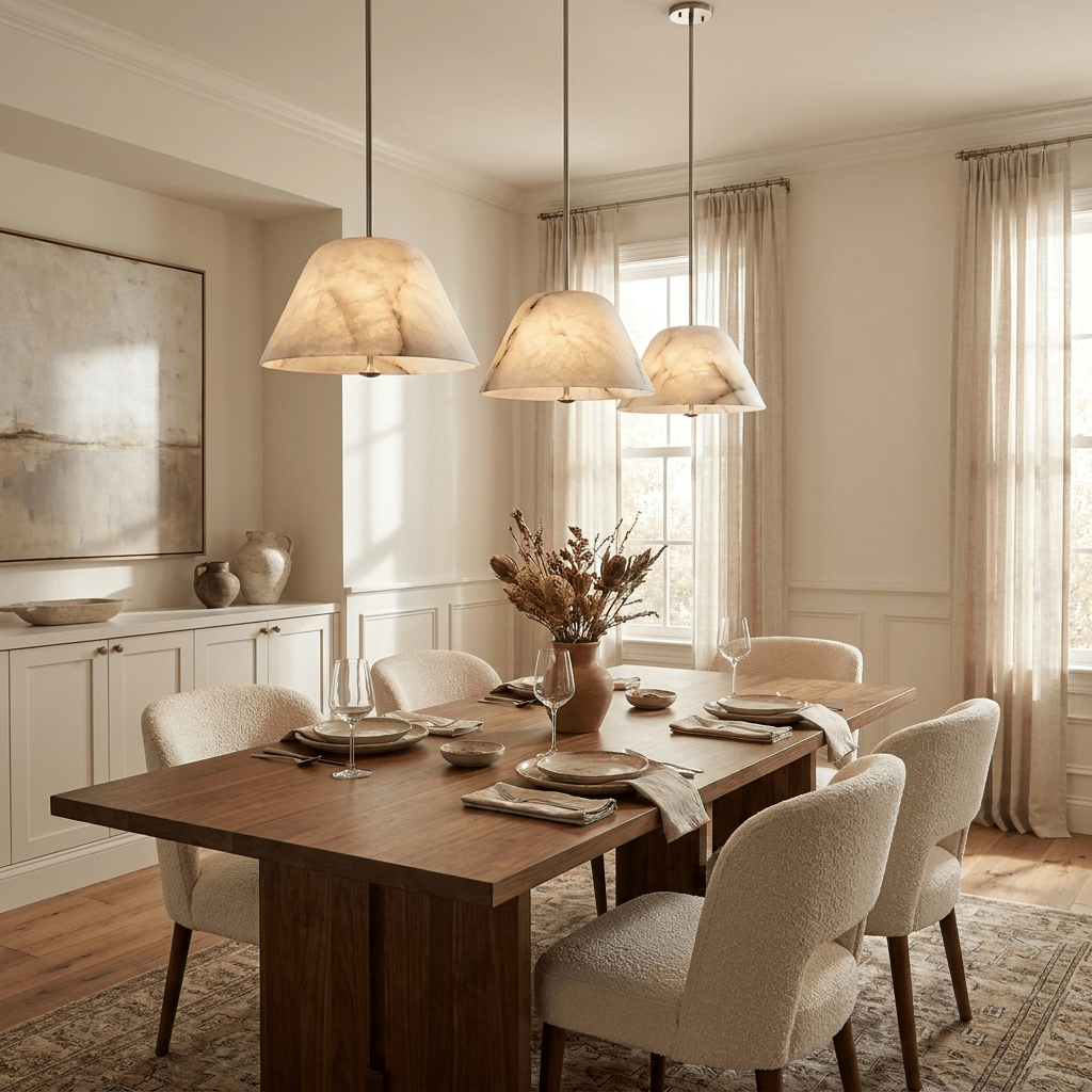 Orvella Alabaster Cone Pendant Light - Vakkerlight