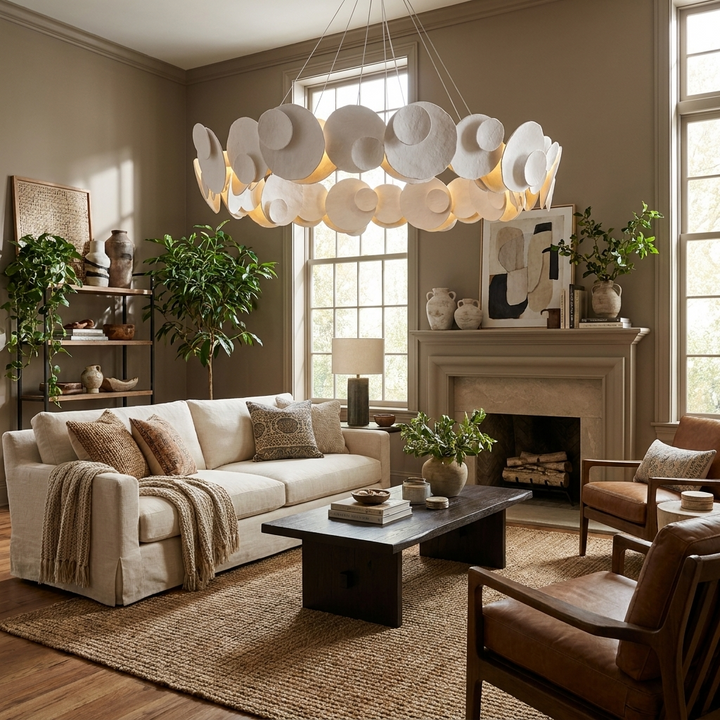 Orvella Plaster Disc Chandelier