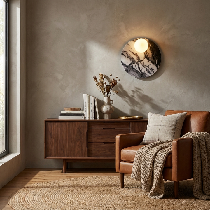 Orvella Stone Disc Wall Sconce