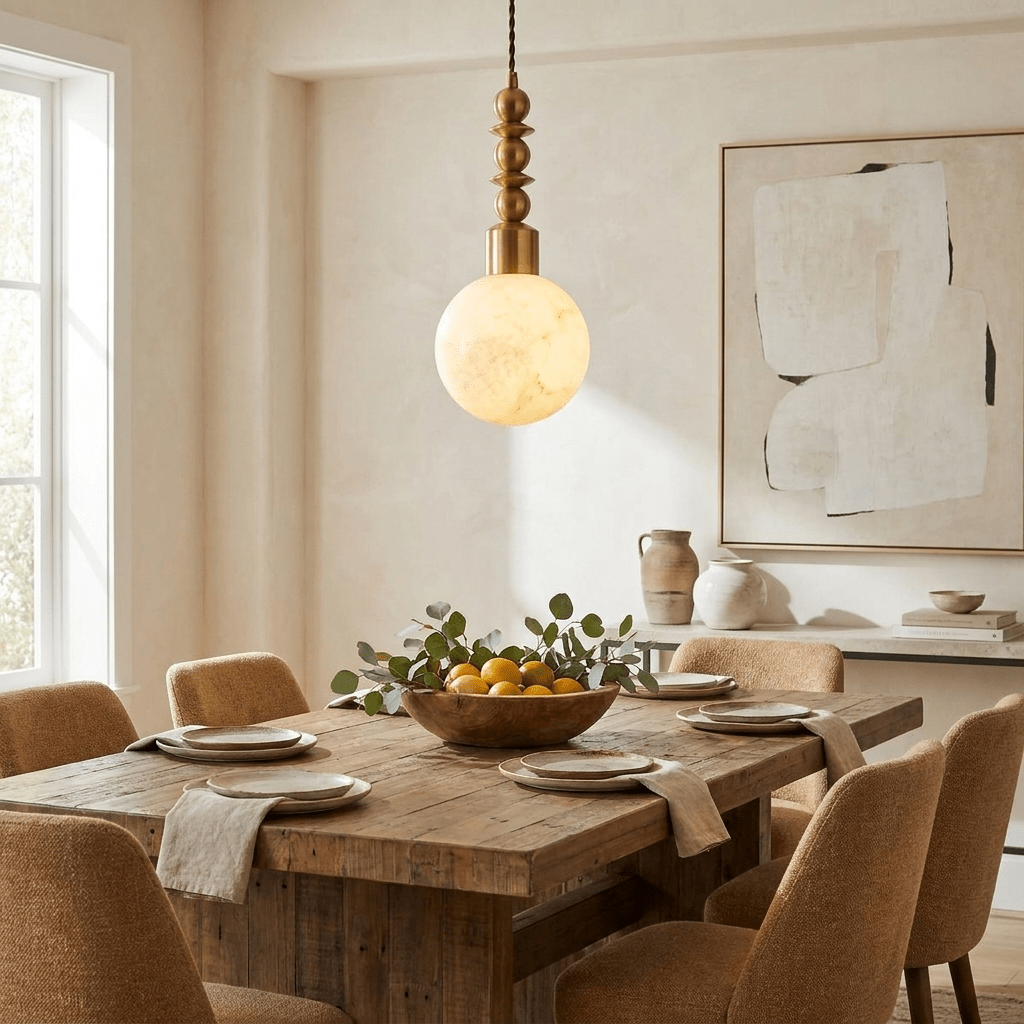 Orvelle Alabaster Beaded Pendant Light - Vakkerlight
