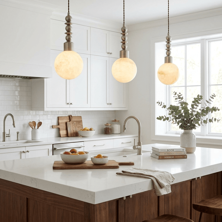 Orvelle Alabaster Beaded Pendant Light - Vakkerlight