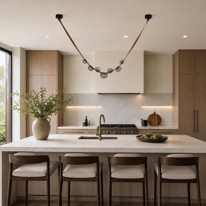 Orvyn Leather Arc Chandelier - Vakkerlight