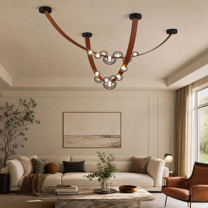 Orvyn Leather Arc Chandelier - Vakkerlight