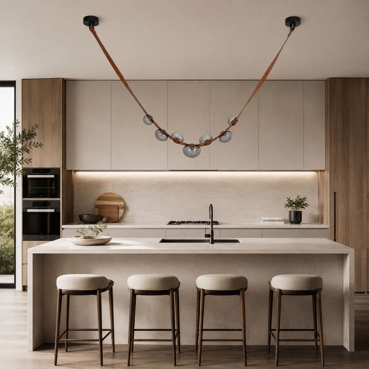 Orvyn Leather Arc Chandelier - Vakkerlight