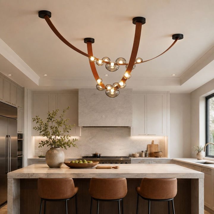 Orvyn Leather Arc Chandelier - Vakkerlight