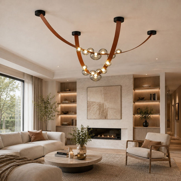 Orvyn Leather Arc Chandelier - Vakkerlight
